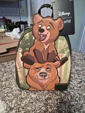 Disney Olive Green & Brown Brother Bears Mini Backpack